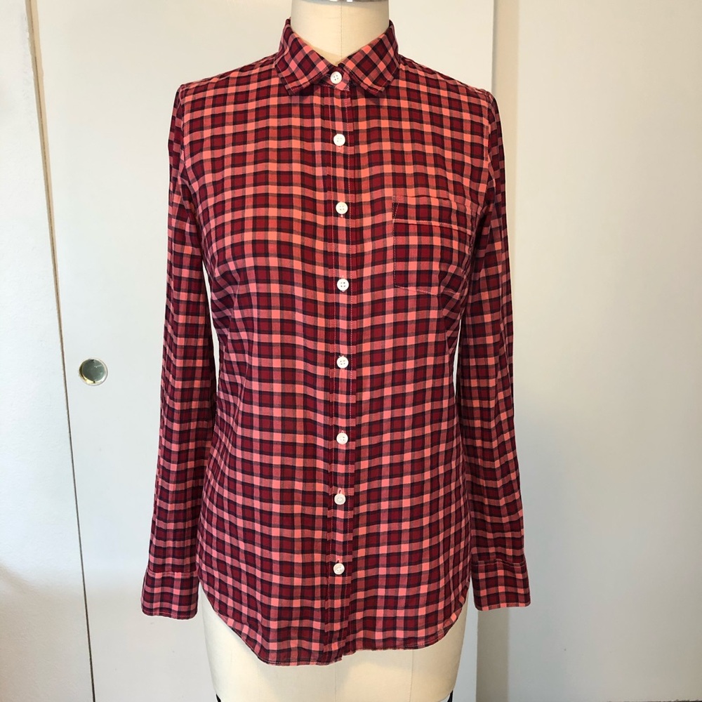J. Crew Factory Red Gingham Shirt